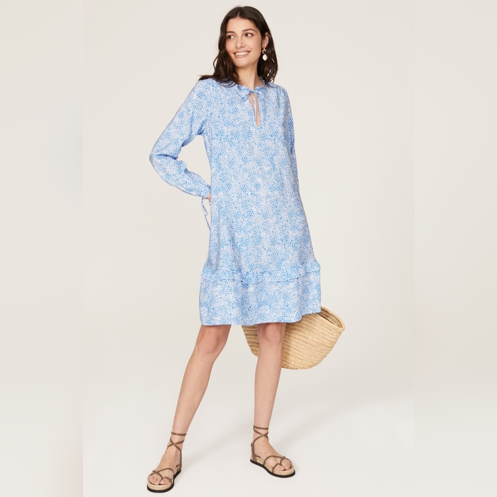 Scotch & Soda • Blue and White Tie Neck Dress NWT